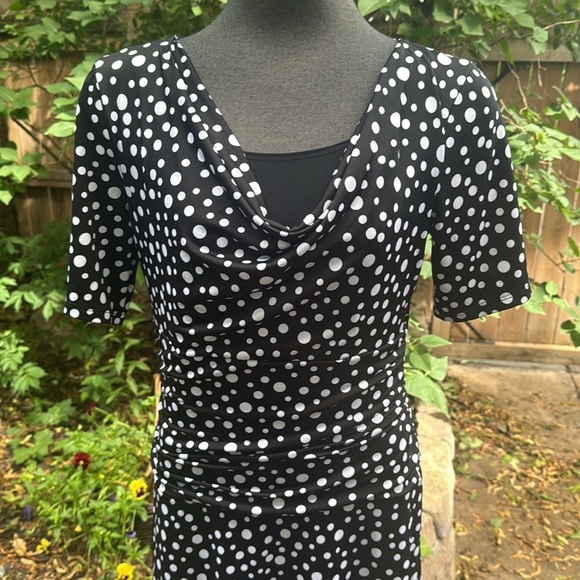 Jessica Polka Dot Classic Black and White Midi Dress. Size Small. - Picture 2 of 10